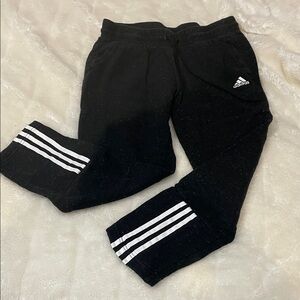 Adidas Kids Black Sweatpants with White Stripes